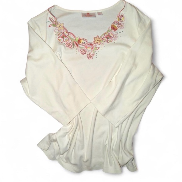 Quacker Factory Jeanne Bice Floral Tunic Top Plus Size 1X - Picture 7 of 7